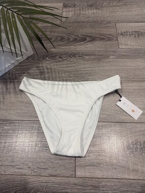 Shade & Shore White Ribbed Bikini Bottom
